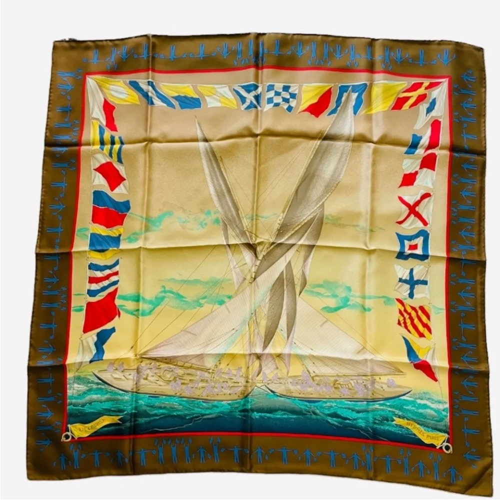 HERMES En Course Silk Twill Scarf - Picture 3 of 11